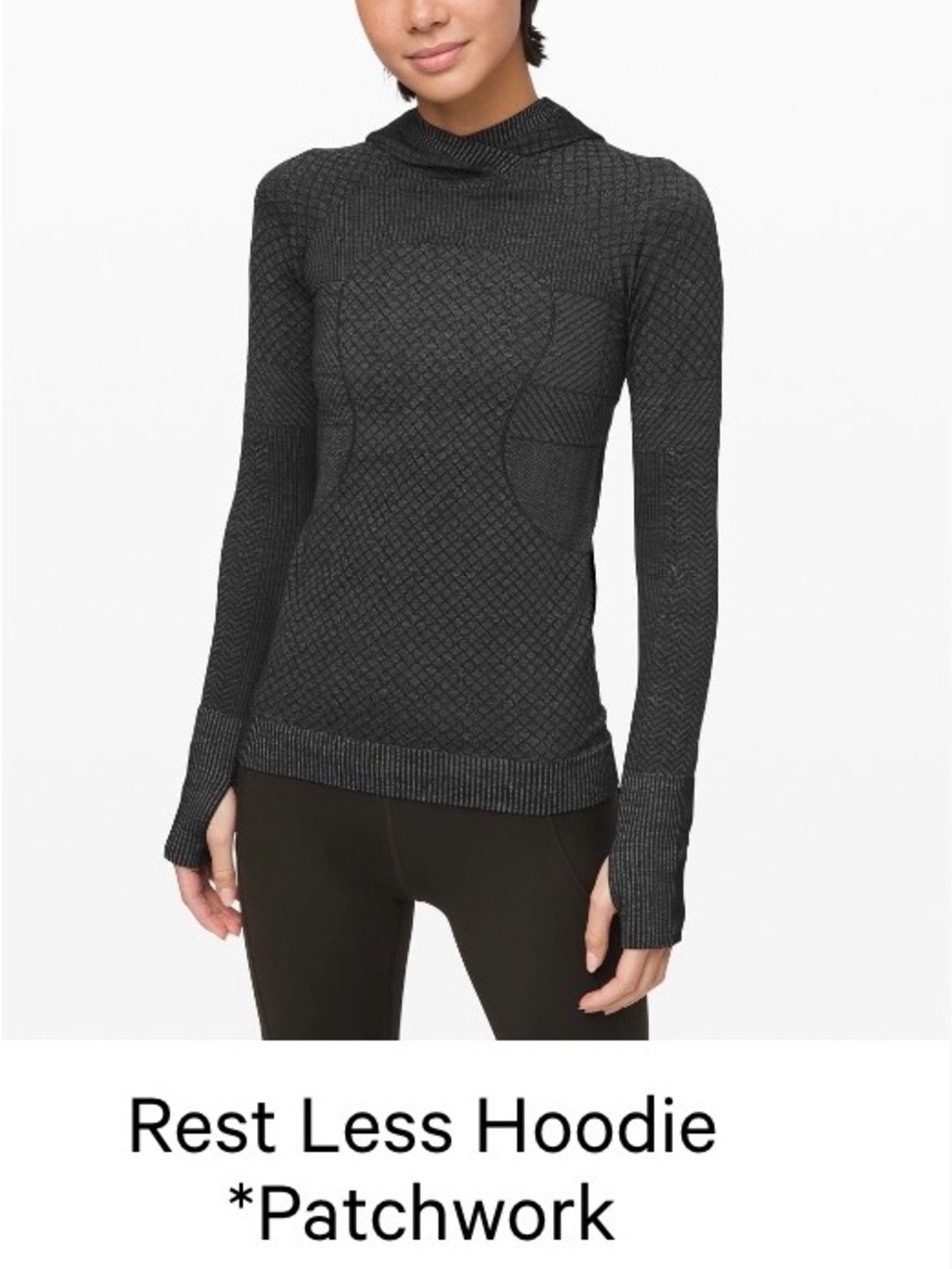 lululemon athletica Rest Less Hoodie Patchwork Sweater - Charcoal Black